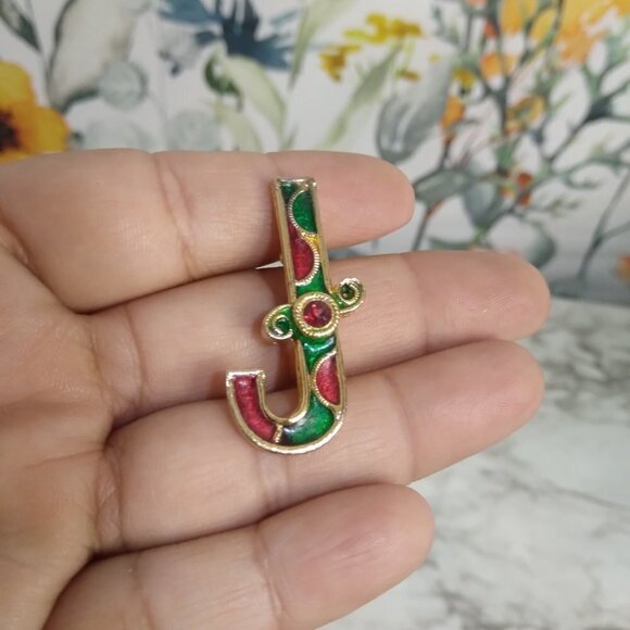 Christmas Multicolor Vintage 80s Candy Cane 1.5  Brooche - Picture 5 of 6